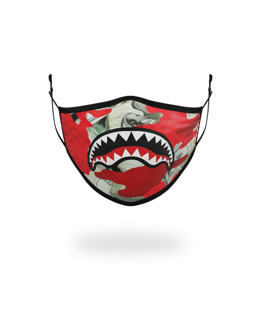 ADULT MONEY CAMO (RED) FORM-FITTING FACE MASK