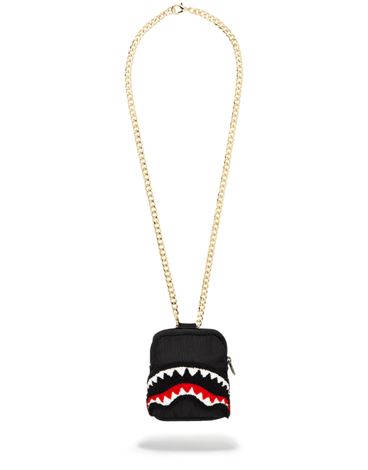 BLACK CHENILLE SHARK BACKPACK CHAIN