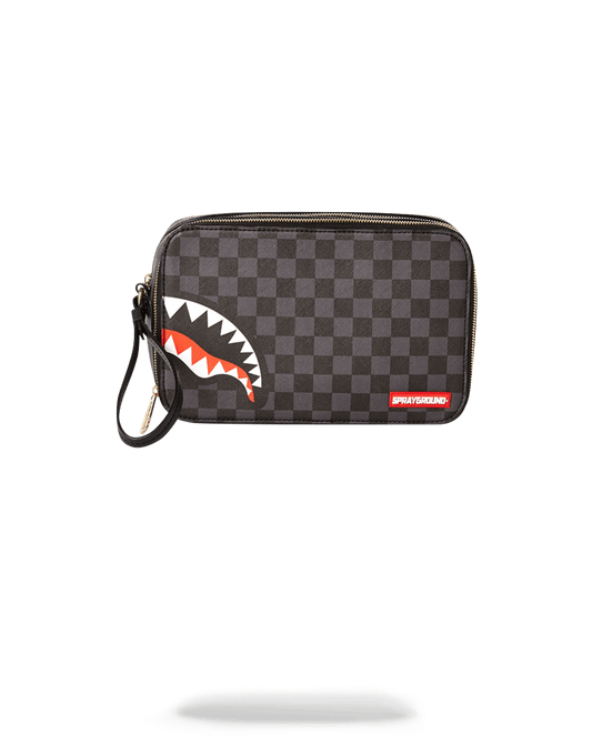 SHARKS IN PARIS (BLACK CHECKERED EDITION) TOILETRY AKA MONEY BAGS