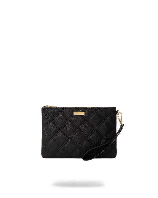 NOIR QUILT GOLD CHAIN SHARK CROSSOVER CLUTCH