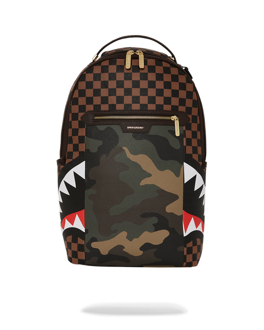 EXTERIOR GOLD ZIP POCKET SHARKS IN PARIS BACKPACK (DLXV)
