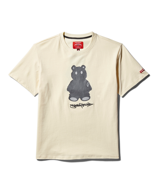 SHORT SLEEVE GRAPHIC MONEY BEAR T-SHIRT (APRICOT)