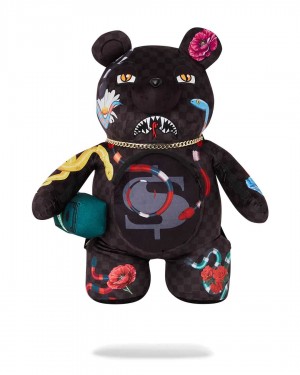 Black Sprayground Backpack SNAKES ON A BAG TEDDY BEAR | 3607982-ZS